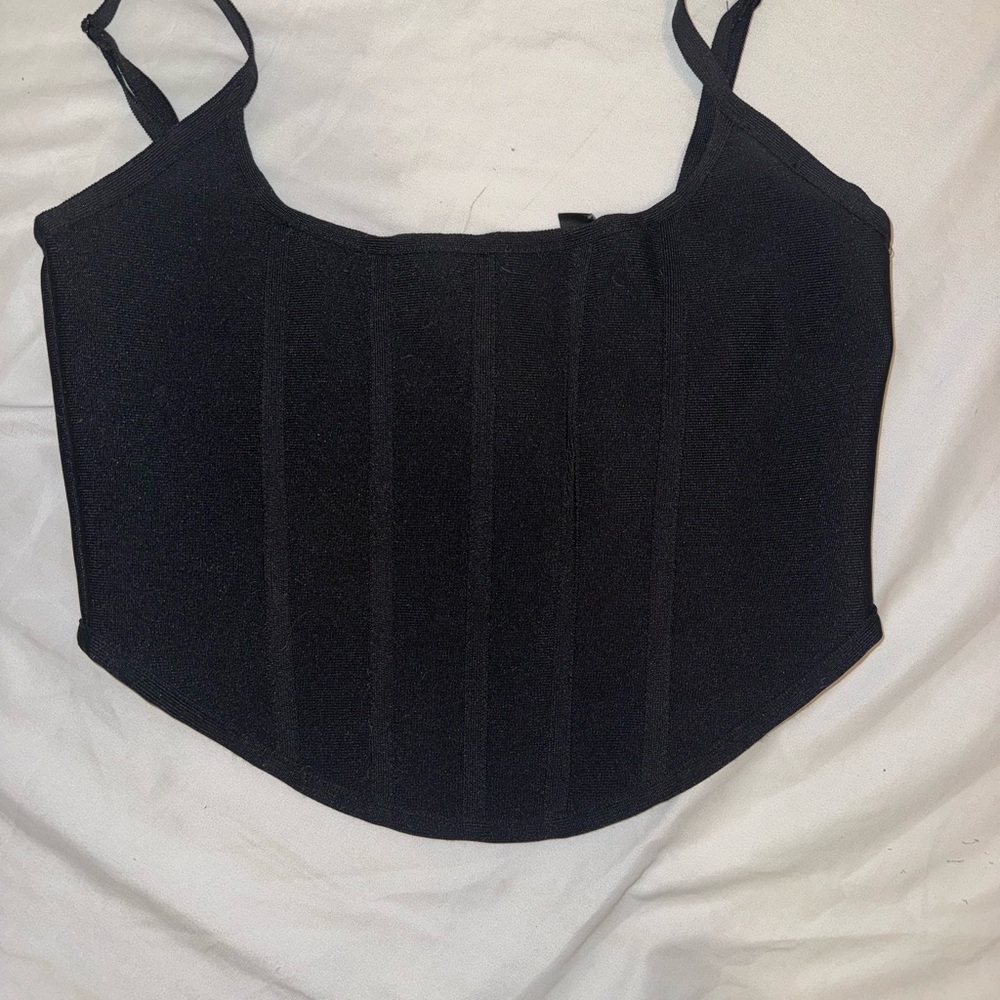 Windsor Black Corset-Style Crop Camisole